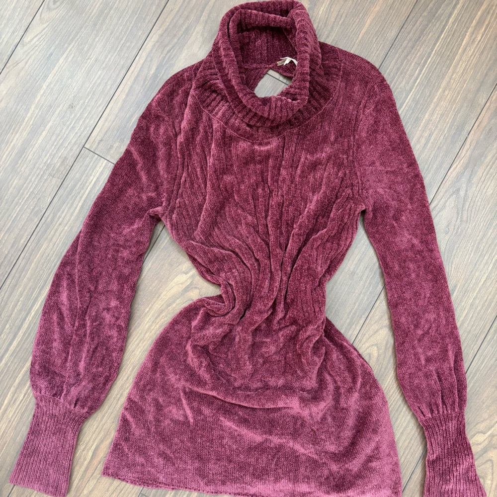 Free People Maroon Cowl Neck Sweater